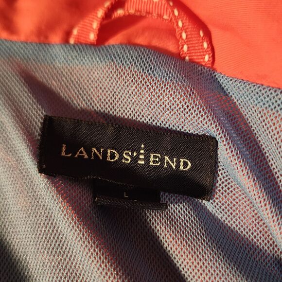 Lands' End Windbreaker Large 14-16 Pink Hooded Packable Nylon - Picture 7 of 10